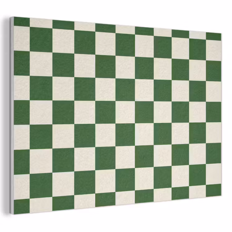 Akoestisch schilderij - Schaakbord - Patroon - Groen — 1