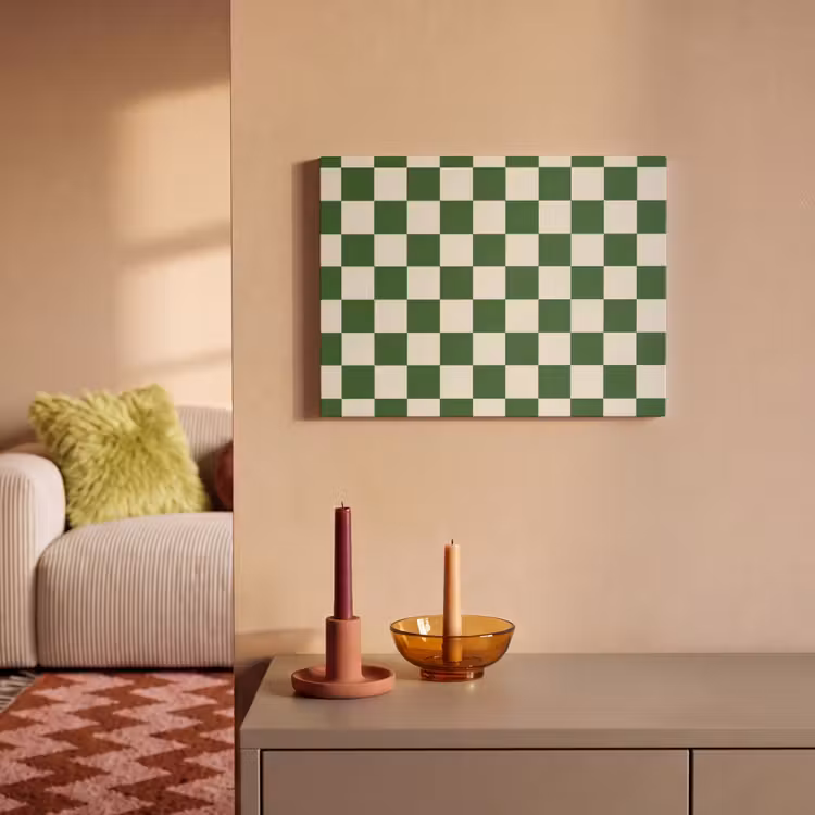 Akoestisch schilderij - Schaakbord - Patroon - Groen — 2
