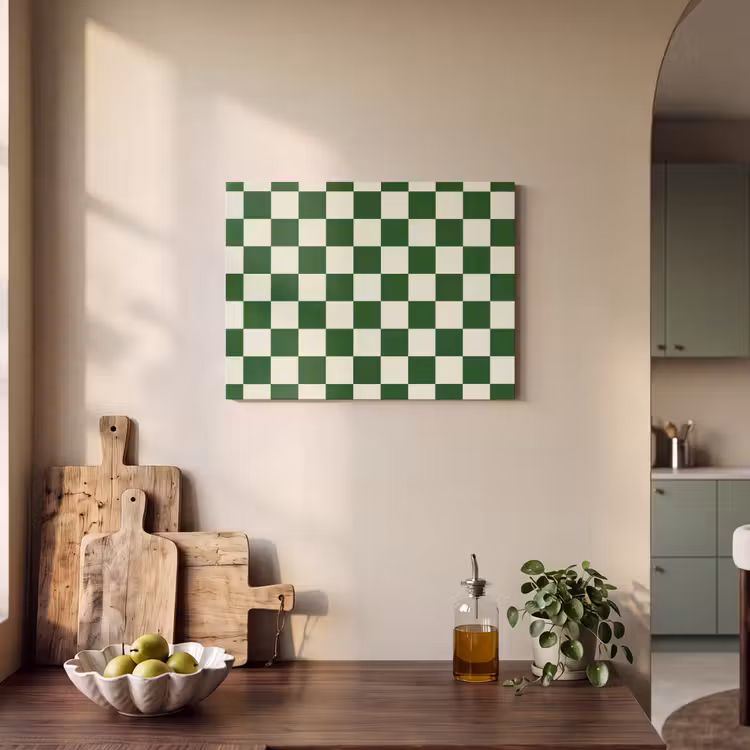 Akoestisch schilderij - Schaakbord - Patroon - Groen — 3