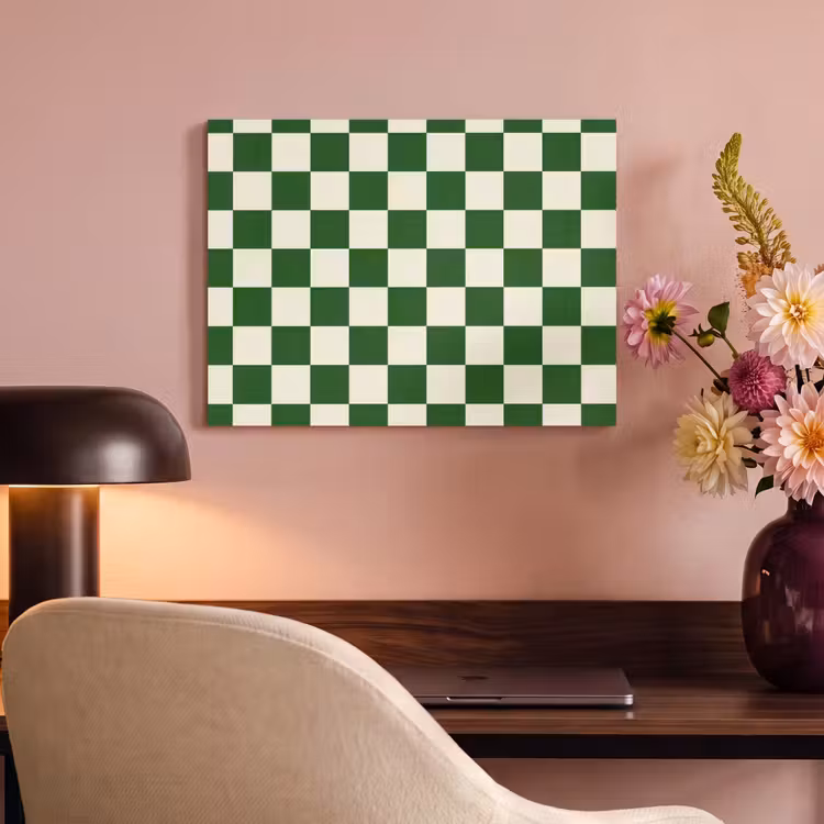 Akoestisch schilderij - Schaakbord - Patroon - Groen — 4