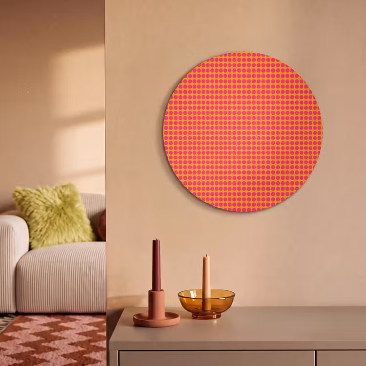 Akoestisch schilderij rond - Modern - Stippen - Oranje — 3