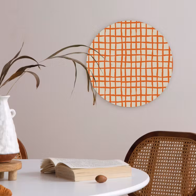 Akoestisch schilderij rond - Patroon - Lijnen - Oranje — 2