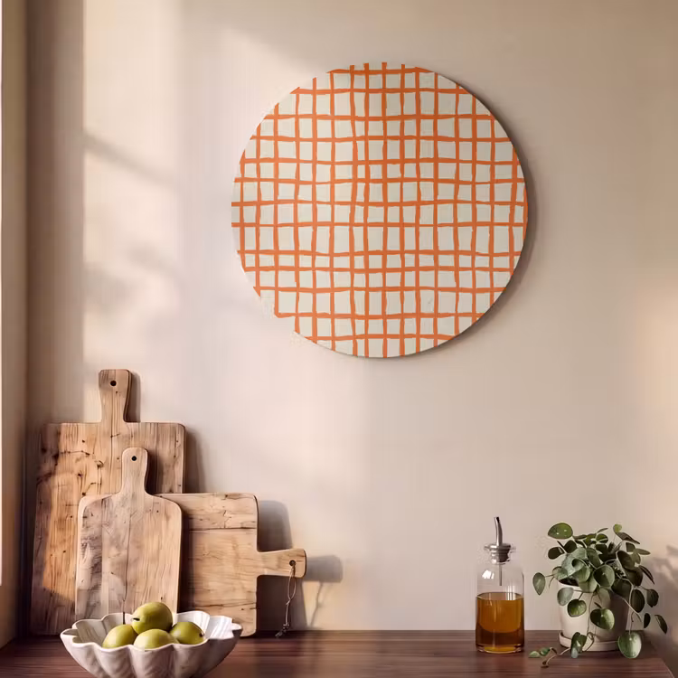 Akoestisch schilderij rond - Patroon - Lijnen - Oranje — 4