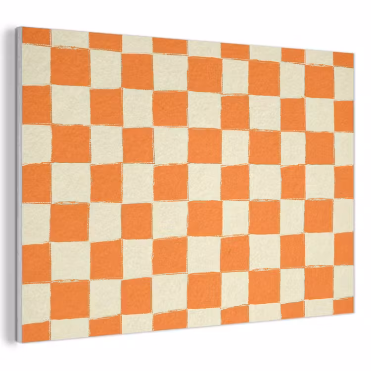 Akoestisch schilderij - Schaak - Patroon - Oranje — 1