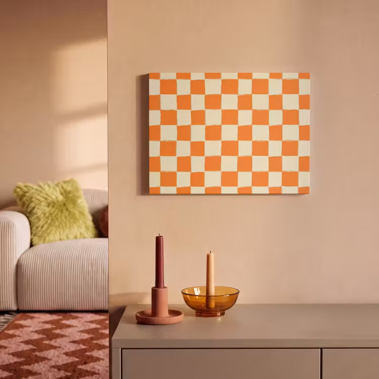Akoestisch schilderij - Schaak - Patroon - Oranje — 2