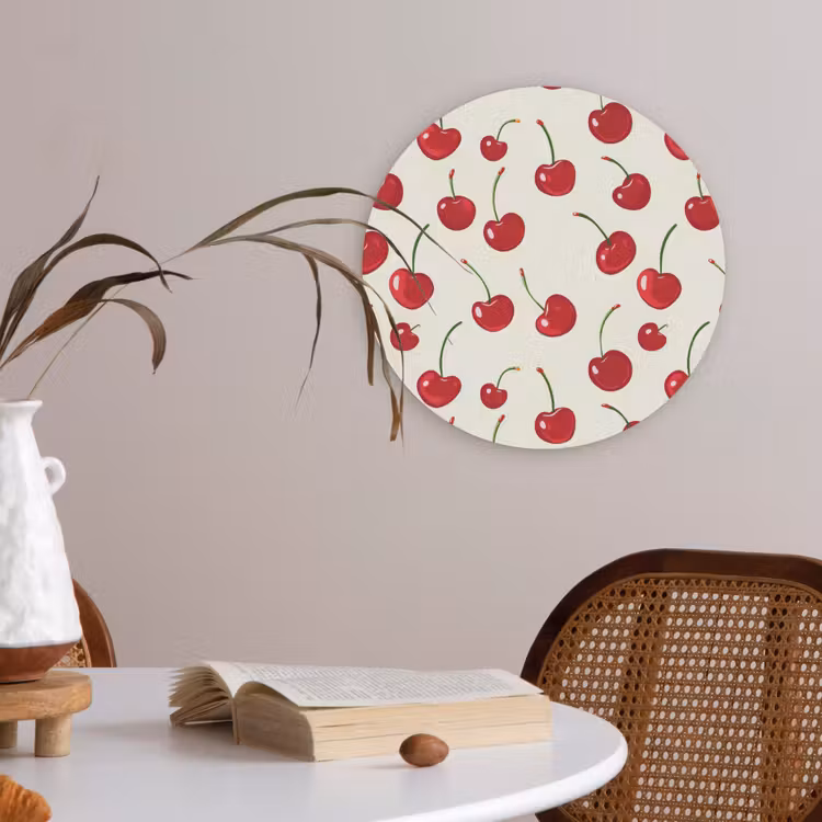 Akoestisch schilderij rond - Kersen - Minimalistisch - Rood — 2