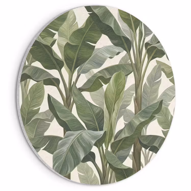 Akoestisch schilderij rond - Planten - Bladeren - Tropisch - Groen — 1
