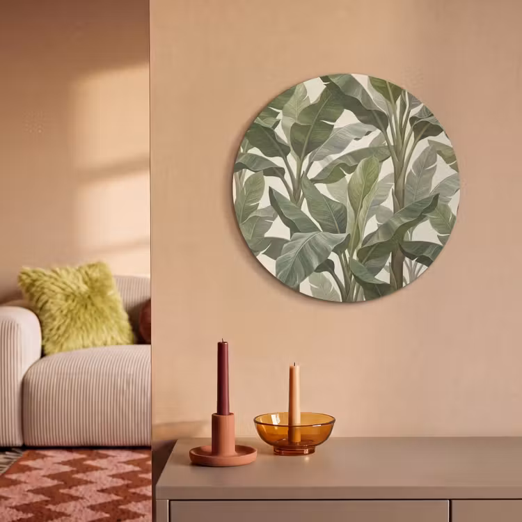 Akoestisch schilderij rond - Planten - Bladeren - Tropisch - Groen — 3