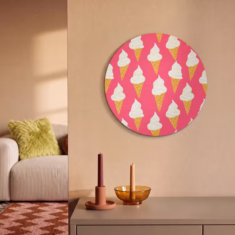 Akoestisch schilderij rond - Softijs - Horentje - Roze — 3