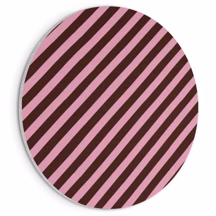 Akoestisch schilderij rond - Strepen - Roze - Bruin — 1