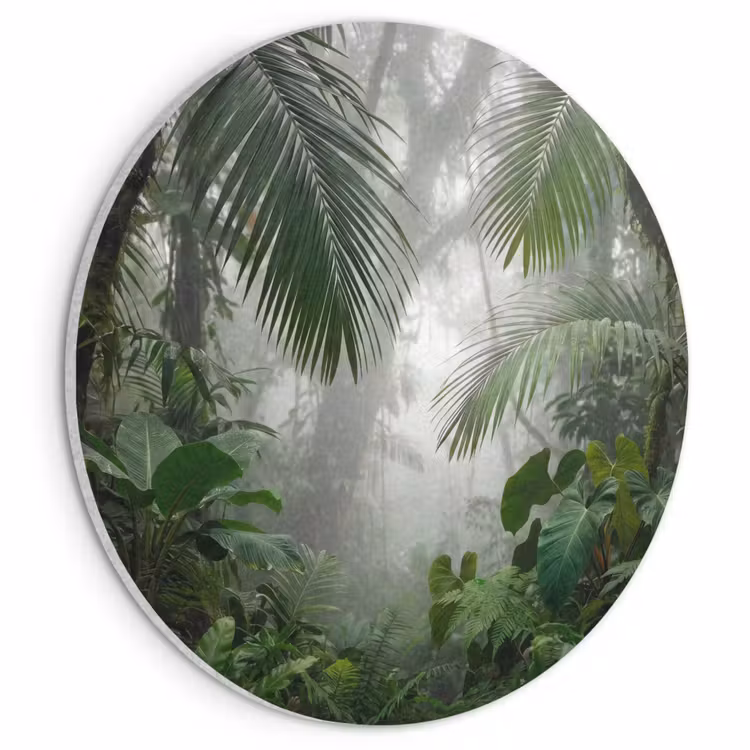 Akoestisch schilderij rond - Natuur - Jungle - Mist - Tropisch - Groen — 1