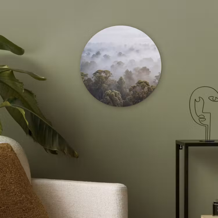 Akoestisch schilderij rond - Natuur - Mist - Bos - Ochtend - Goud — 4