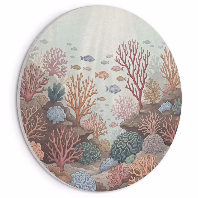 Akoestisch schilderij rond - Onderwater - Koraal - Vis - Natuur — 1