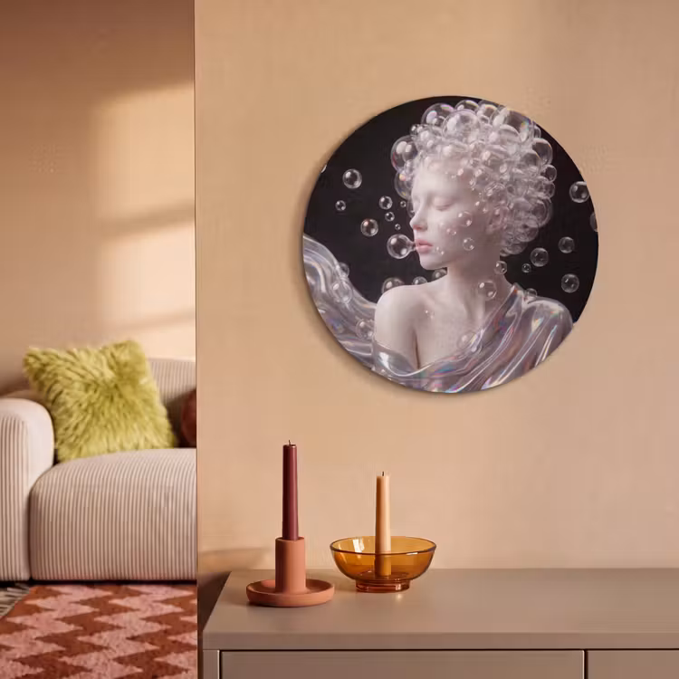 Akoestisch schilderij rond - Vrouw - Bellen - Abstract - Kleurrijk — 3