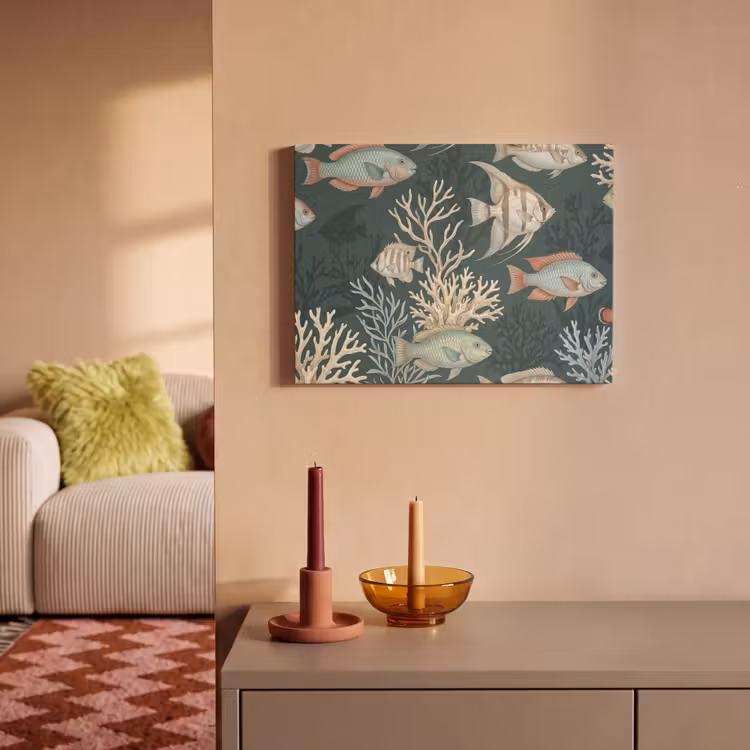 Akoestisch schilderij - Vis - Koraal - Onderwater - Illustratie — 2