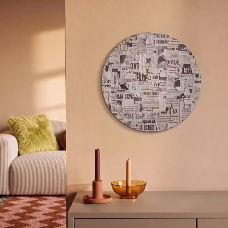 Akoestisch schilderij rond - Krant - Gescheurd - Textuur - Abstract - Zwart-wit — 3