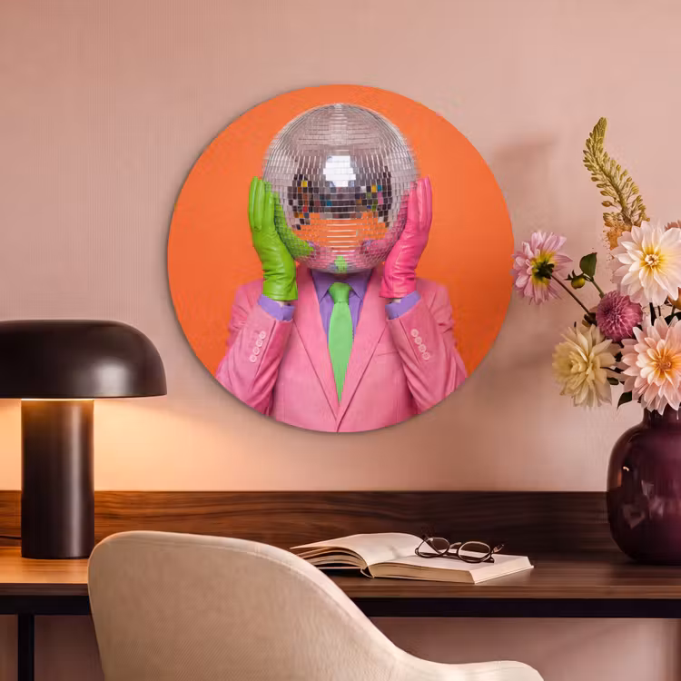 Akoestisch schilderij rond - Kunst - Disco bal - Kleurrijk - Modern - Studio — 2