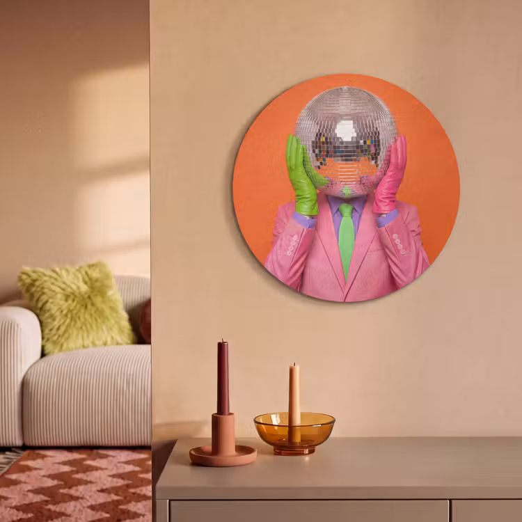 Akoestisch schilderij rond - Kunst - Disco bal - Kleurrijk - Modern - Studio — 3