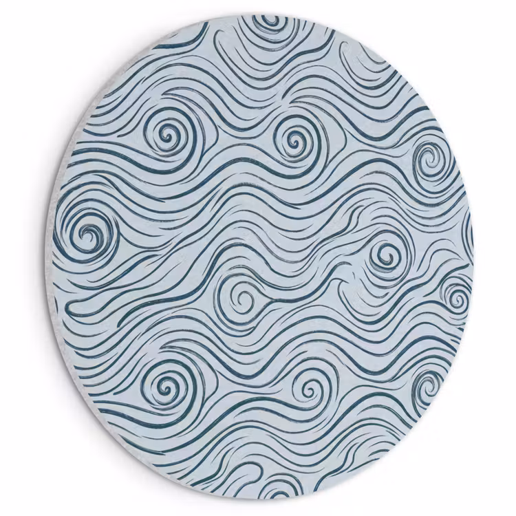 Akoestisch schilderij rond - Patroon - Golven - Abstract - Modern - Blauw — 1