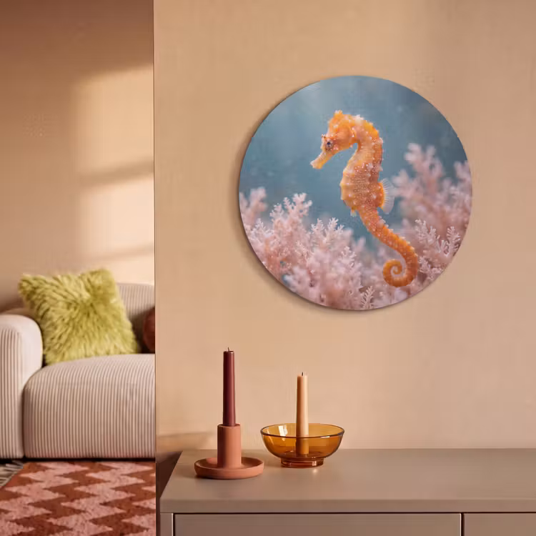 Akoestisch schilderij rond - Vis - Koraal - Oceaan - Macro - Oranje — 3
