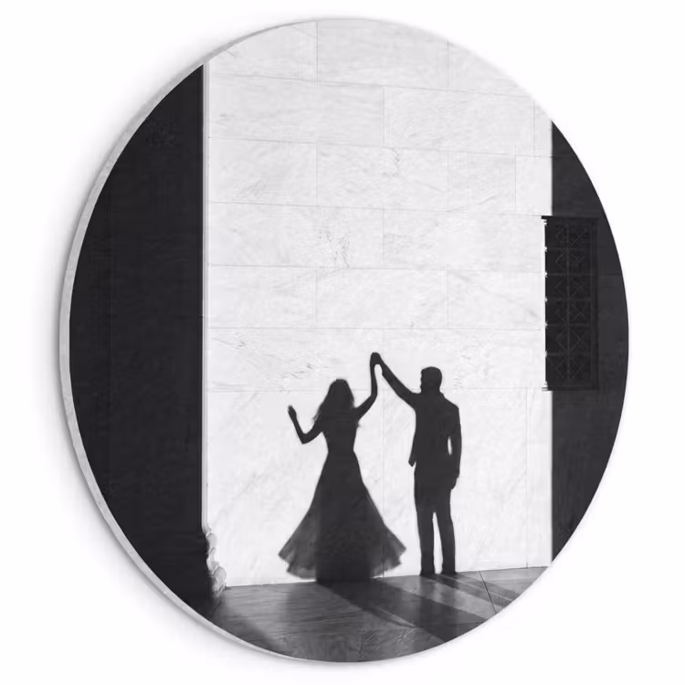 Akoestisch schilderij rond - Mensen - Schaduw - Dans - Zwart-wit - Liefde — 1