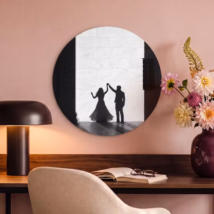 Akoestisch schilderij rond - Mensen - Schaduw - Dans - Zwart-wit - Liefde — 2