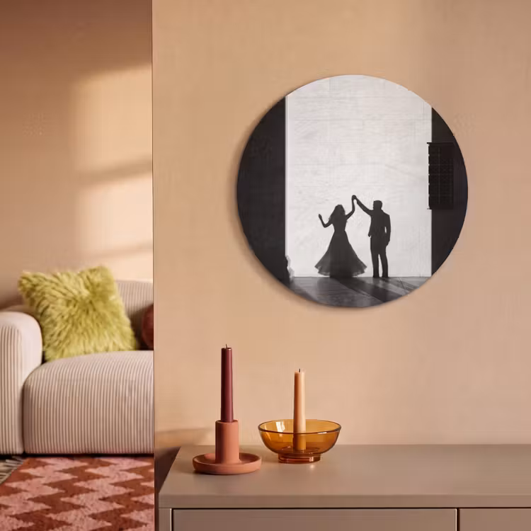 Akoestisch schilderij rond - Mensen - Schaduw - Dans - Zwart-wit - Liefde — 3