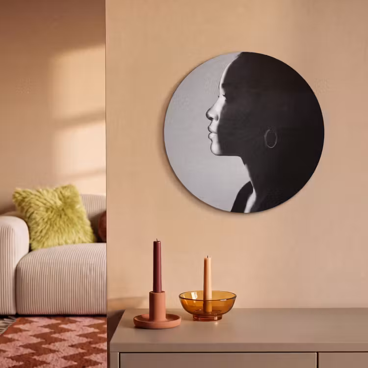 Akoestisch schilderij rond - Vrouw - Profiel - Mensen - Zwart-wit — 3