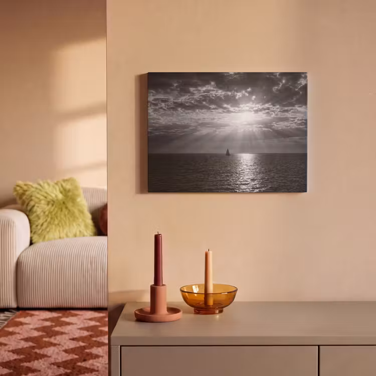 Akoestisch schilderij - Water - Boot - Lucht - Natuur - Zwart-wit — 2