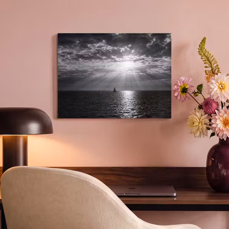 Akoestisch schilderij - Water - Boot - Lucht - Natuur - Zwart-wit — 4