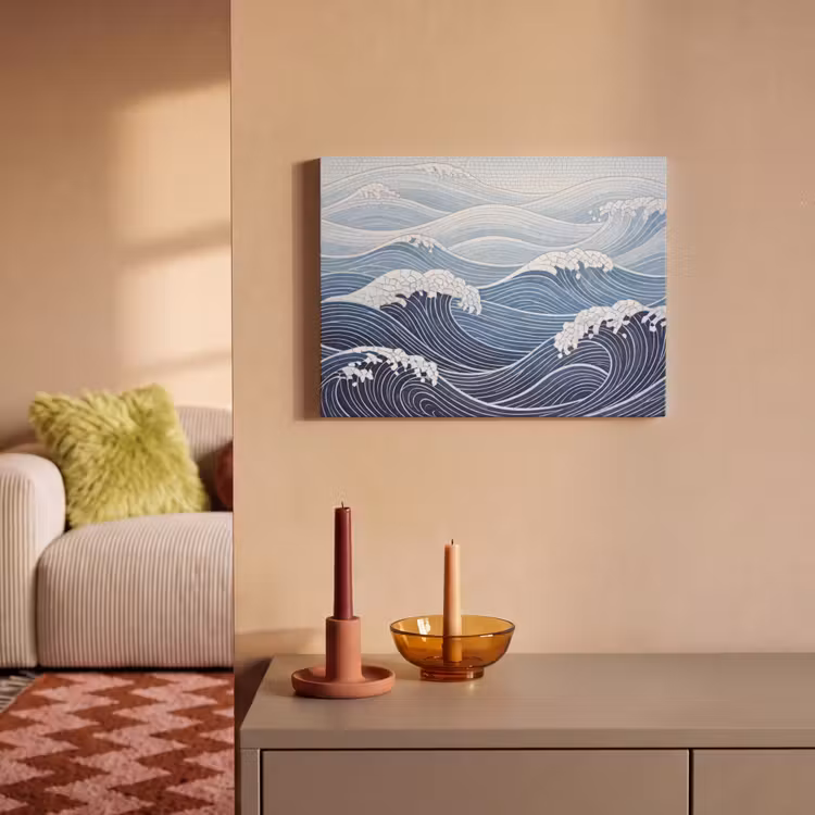 Akoestisch schilderij - Water - Mozaïek - Landschap - Modern - Blauw — 2