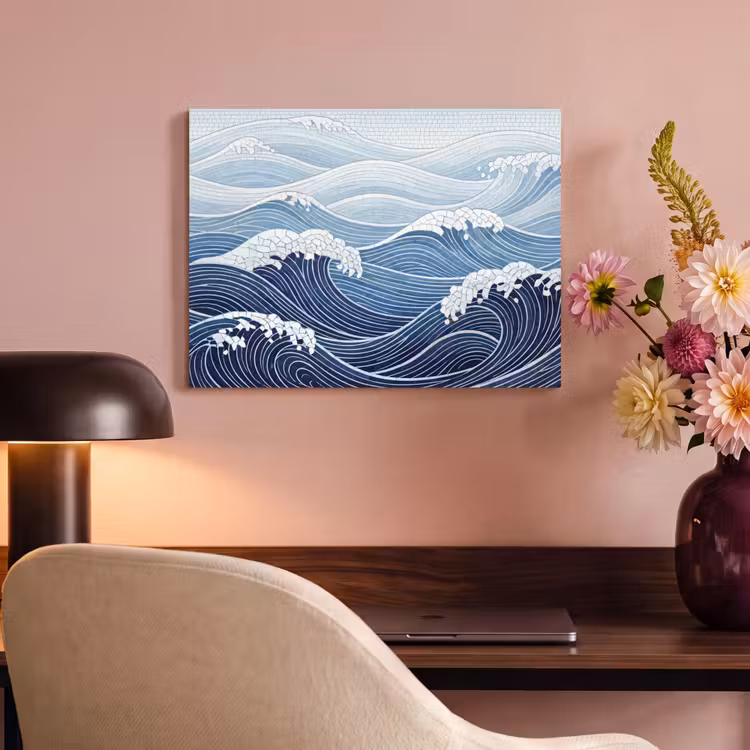 Akoestisch schilderij - Water - Mozaïek - Landschap - Modern - Blauw — 4