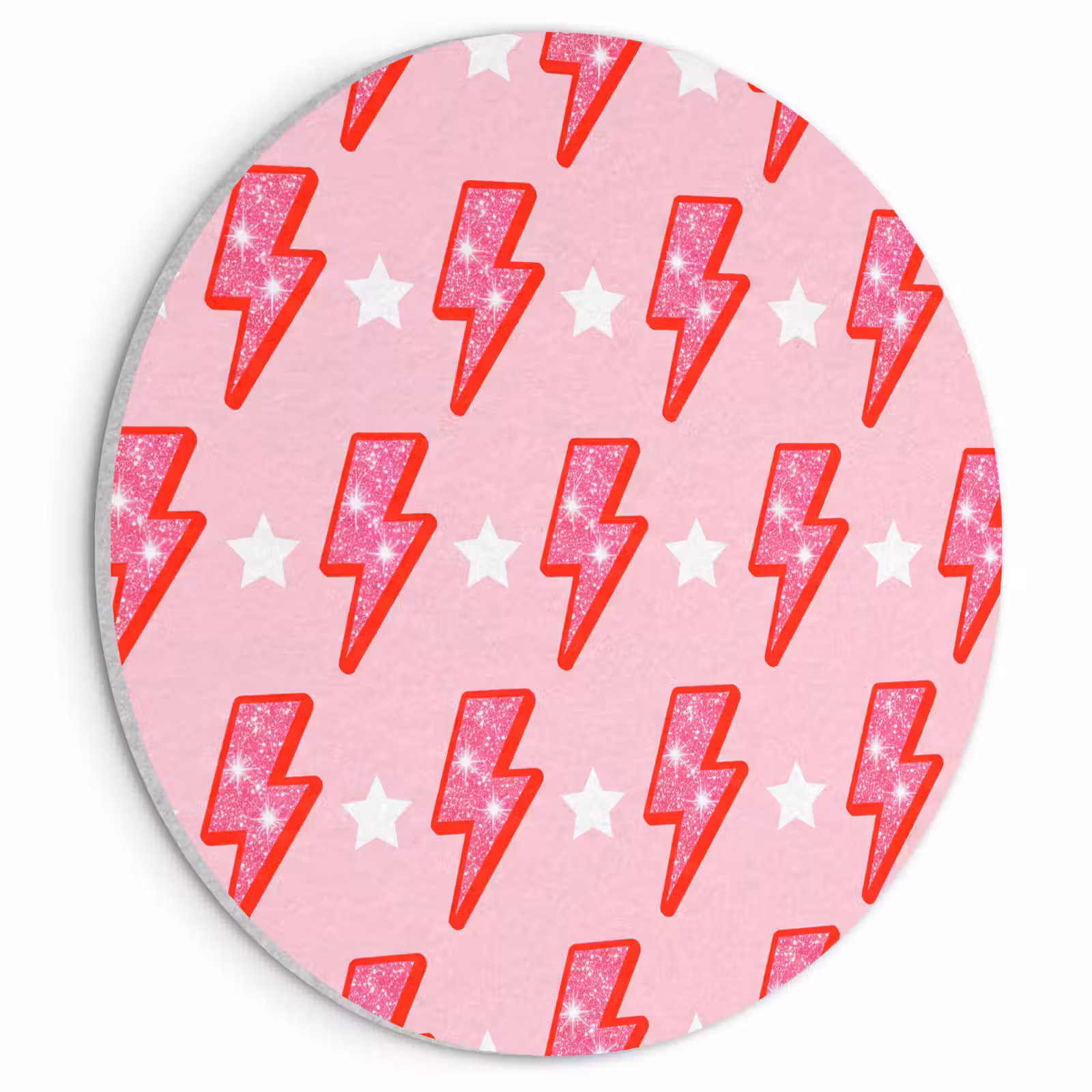 Akoestisch schilderij rond - Patroon - Bliksem - Ster - Glitter - Roze — 1