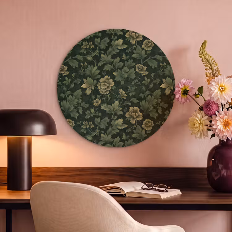 Akoestisch schilderij rond - Donker - Groen - Goud - Botanisch — 2