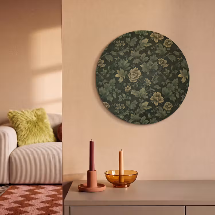 Akoestisch schilderij rond - Donker - Groen - Goud - Botanisch — 3