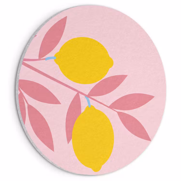 Akoestisch schilderij rond - Fruit - Tak - Natuur - Abstract - Roze — 1