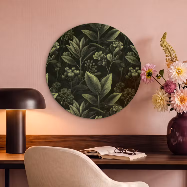Akoestisch schilderij rond - Klassiek - Donker - Botanisch - Planten — 2