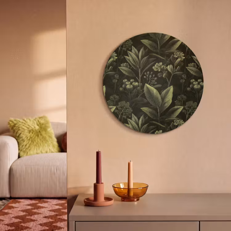 Akoestisch schilderij rond - Klassiek - Donker - Botanisch - Planten — 3