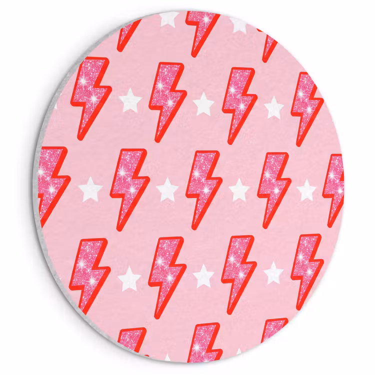 Akoestisch schilderij rond - Patroon - Bliksem - Ster - Glitter - Roze — 1
