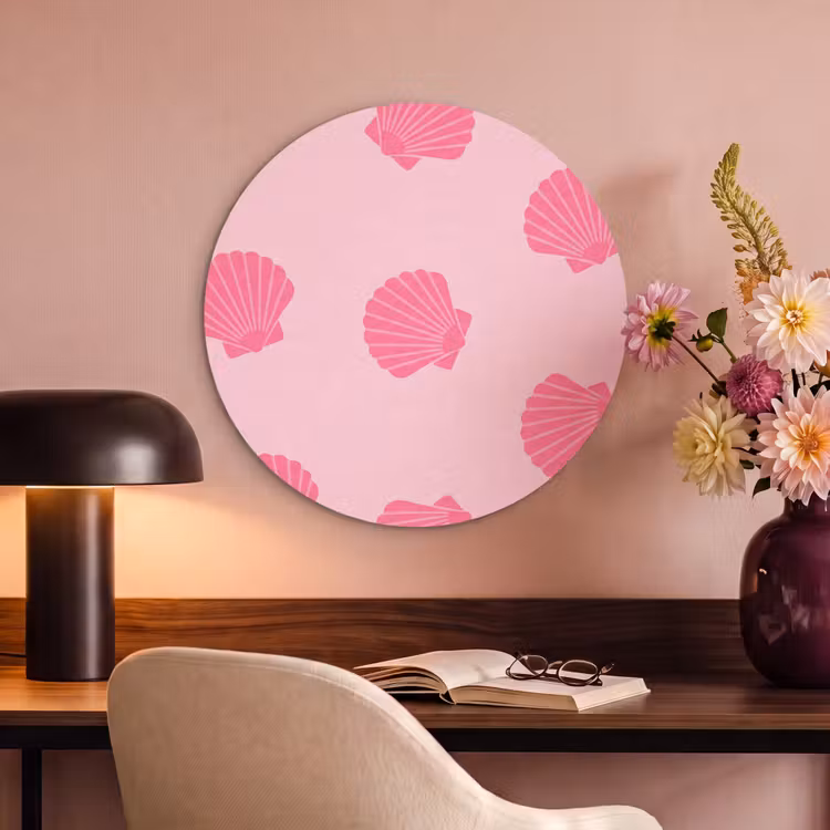 Akoestisch schilderij rond - Schelp - Patroon - Zee - Modern - Roze — 2