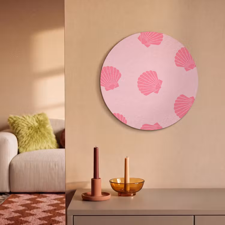 Akoestisch schilderij rond - Schelp - Patroon - Zee - Modern - Roze — 3