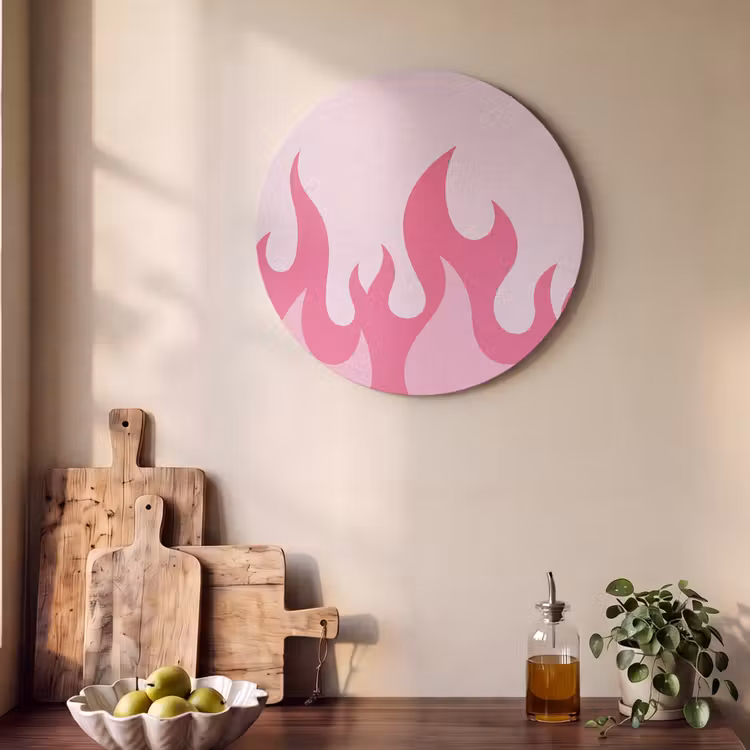 Akoestisch schilderij rond - Vlammen - Patroon - Abstract - Modern - Roze — 4