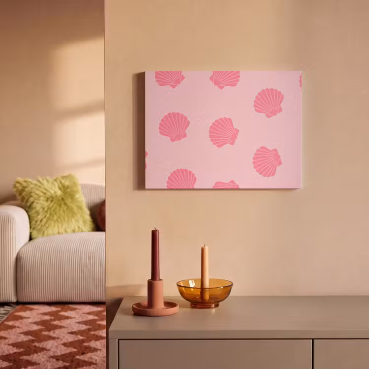 Akoestisch schilderij - Schelp - Patroon - Zee - Modern - Roze — 2
