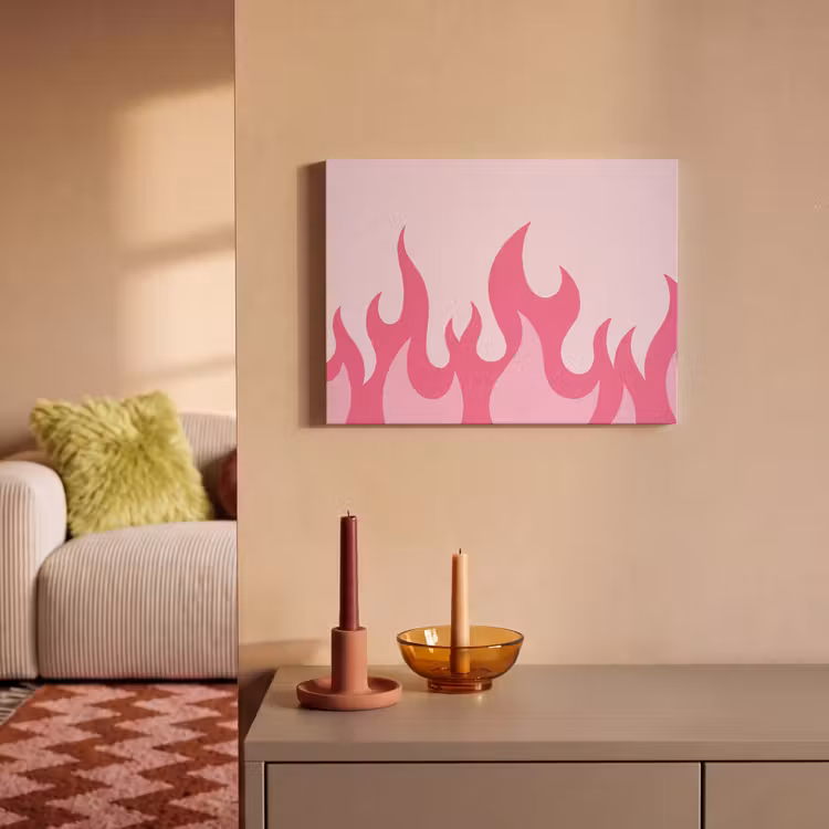 Akoestisch schilderij - Vlammen - Patroon - Abstract - Modern - Roze — 2