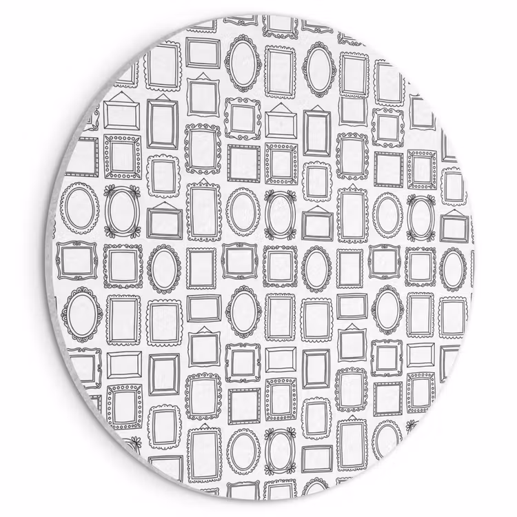 Akoestisch schilderij rond - Lijsten - Patroon - Decoratie - Schets - Zwart-wit — 1