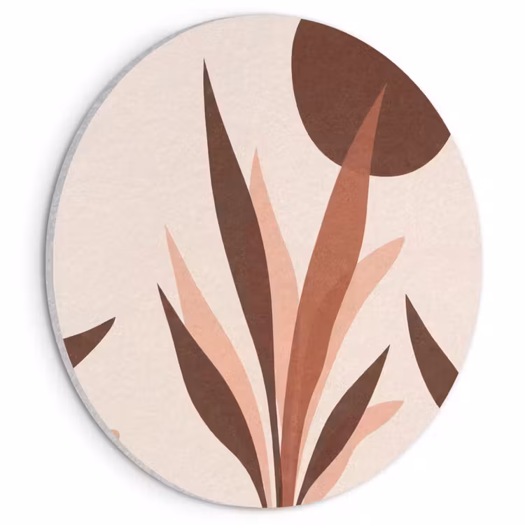 Akoestisch schilderij rond - Planten - Abstract - Natuur - Bruin — 1