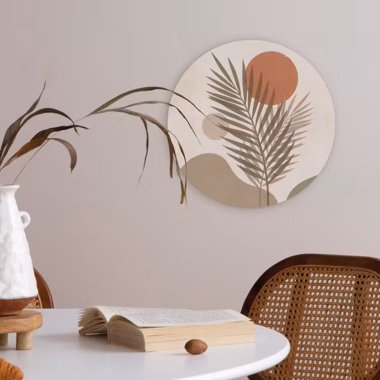 Akoestisch schilderij rond - Planten - Bladeren - Abstract - Modern - Beige — 2