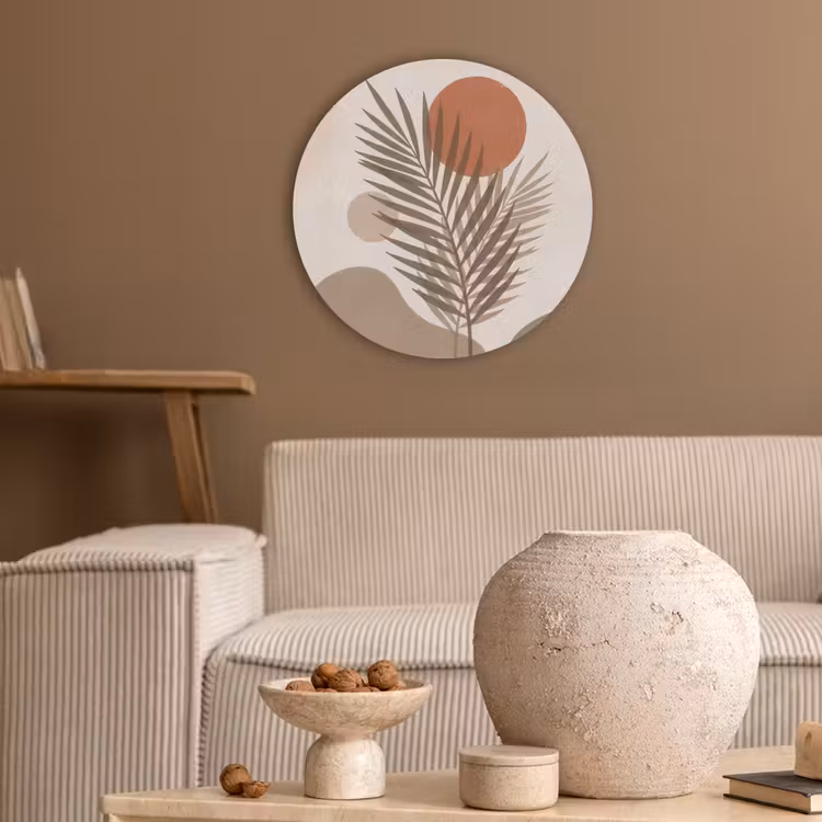 Akoestisch schilderij rond - Planten - Bladeren - Abstract - Modern - Beige — 3