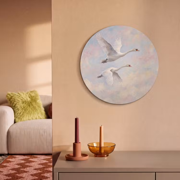 Akoestisch schilderij rond - Vogel - Vliegend - Lucht - Modern - Pastel — 3
