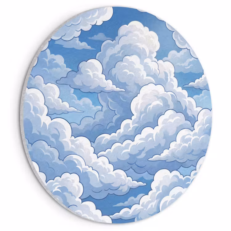 Akoestisch schilderij rond - Wolken - Hemel - Abstract - Wit — 1